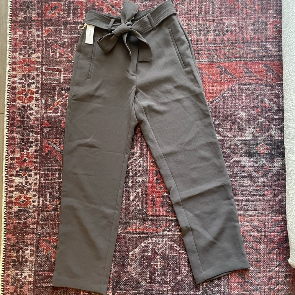 Aritizia Wilfred Tie Front Pants/Slacks in peppercorn gray